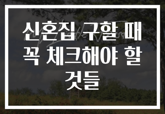 신혼집 구할 때 꼭 체크해야 할 것들, 행복한 시작을 위한 필수 가이드!