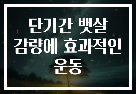 단기간 뱃살 감량에 효과적인 운동