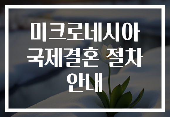 미크로네시아 국제결혼 절차 안내