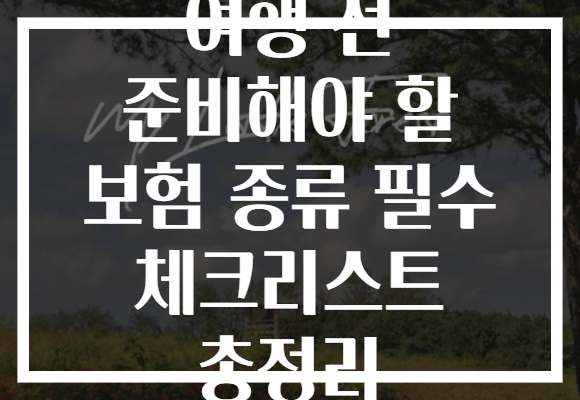 여행 전 준비해야 할 보험 종류 필수 체크리스트 총정리