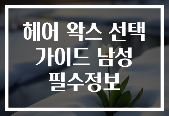 헤어 왁스 선택 가이드 남성 필수정보