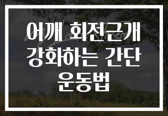 어깨 회전근개 강화하는 간단 운동법