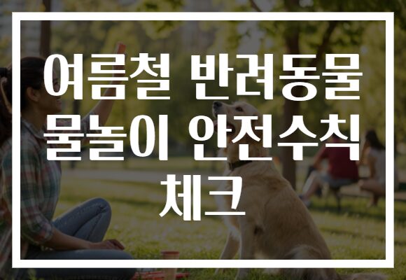 여름철 반려동물 물놀이 안전수칙 체크