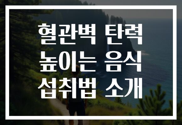 혈관벽 탄력 높이는 음식 섭취법 소개