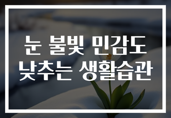 눈 불빛 민감도 낮추는 생활습관
