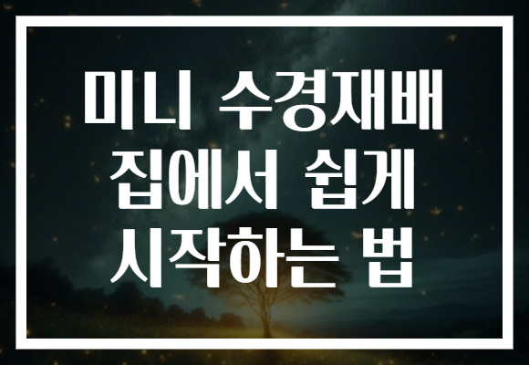 미니 수경재배 집에서 쉽게 시작하는 법