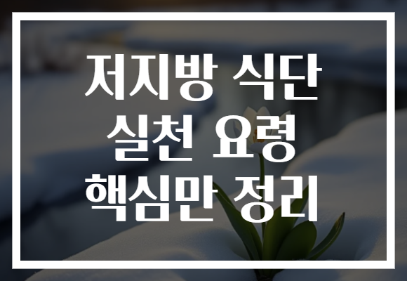 저지방 식단 실천 요령 핵심만 정리