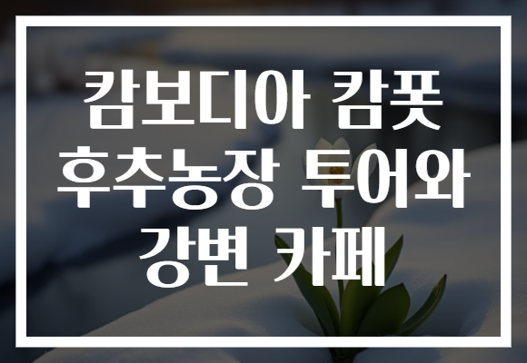 캄보디아 캄폿 후추농장 투어와 강변 카페