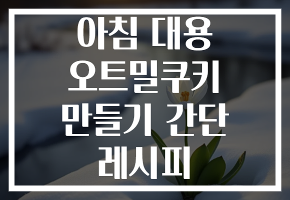아침 대용 오트밀쿠키 만들기 간단 레시피