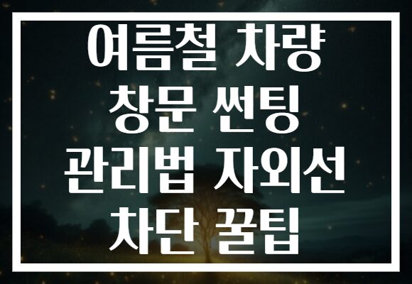 여름철 차량 창문 썬팅 관리법 자외선 차단 꿀팁