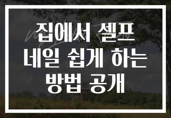 집에서 셀프 네일 쉽게 하는 방법 공개