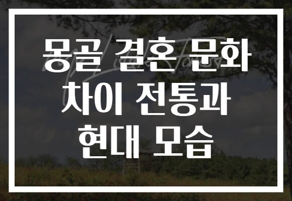 몽골 결혼 문화 차이 전통과 현대 모습