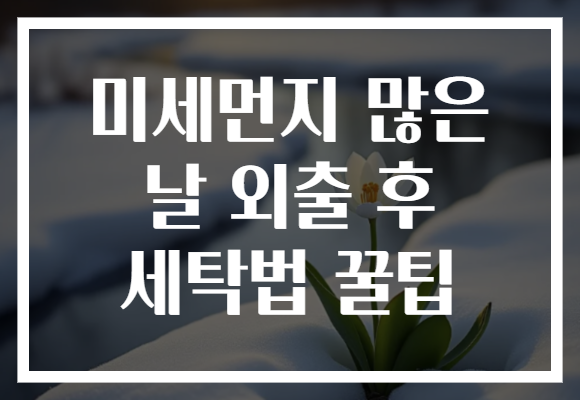 미세먼지 많은 날 외출 후 세탁법 꿀팁