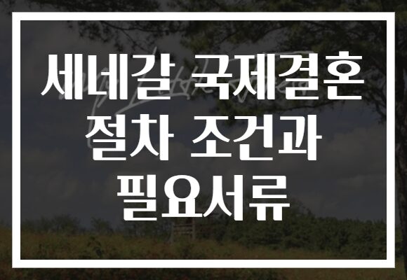 세네갈 국제결혼 절차 조건과 필요서류