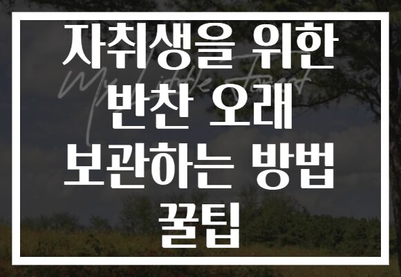 자취생을 위한 반찬 오래 보관하는 방법 꿀팁