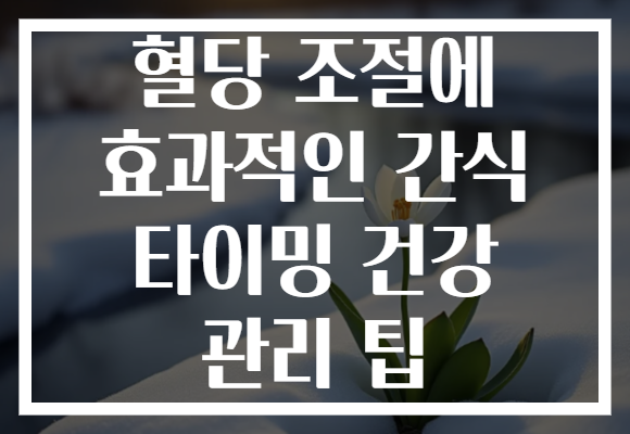 혈당 조절에 효과적인 간식 타이밍 건강 관리 팁 혈당 조절에 효과적인 간식 타이밍 건강 관리 팁