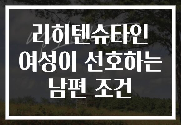 리히텐슈타인 여성이 선호하는 남편 조건 리히텐슈타인 여성이 선호하는 남편 조건