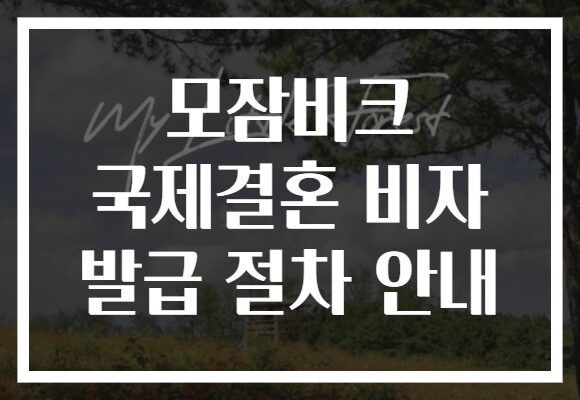 모잠비크 국제결혼 비자 발급 절차 안내