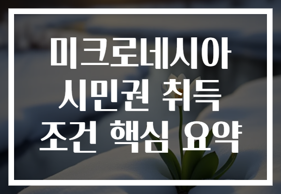 미크로네시아 시민권 취득 조건 핵심 요약