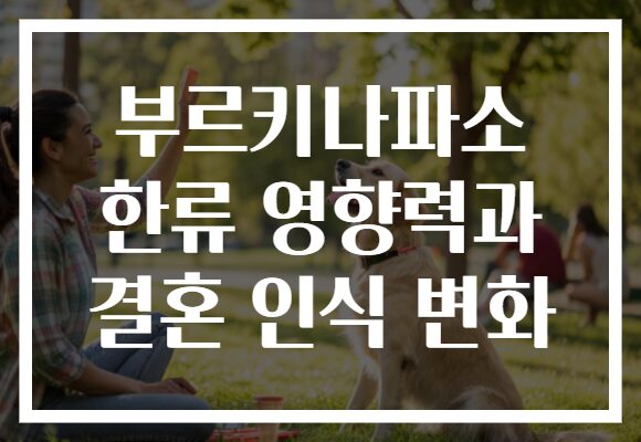 부르키나파소 한류 영향력과 결혼 인식 변화 부르키나파소 한류 영향력과 결혼 인식 변화