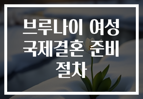 브루나이 여성 국제결혼 준비 절차 브루나이 여성 국제결혼 준비 절차