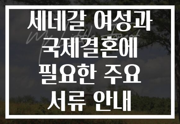 세네갈 여성과 국제결혼에 필요한 주요 서류 안내 세네갈 여성과 국제결혼에 필요한 주요 서류 안내