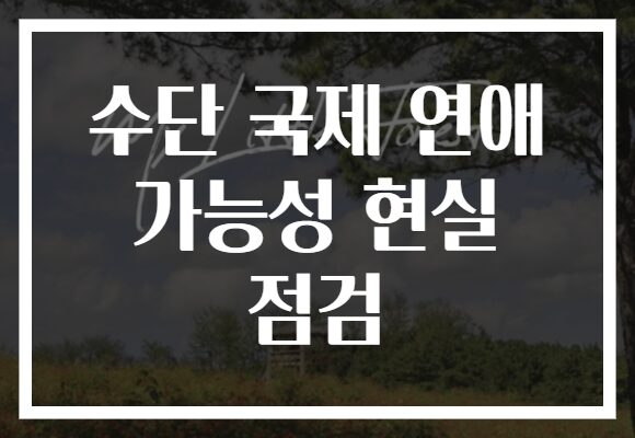 수단 국제 연애 가능성 현실 점검