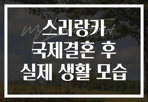 스리랑카 국제결혼 후 실제 생활 모습