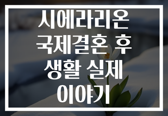 시에라리온 국제결혼 후 생활 실제 이야기