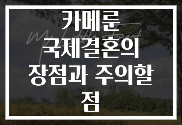 카메룬 국제결혼의 장점과 주의할 점