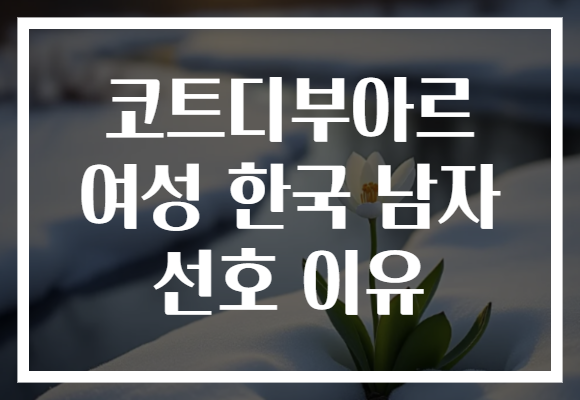 코트디부아르 여성 한국 남자 선호 이유