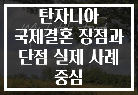 탄자니아 국제결혼 장점과 단점 실제 사례 중심 탄자니아 국제결혼 장점과 단점 실제 사례 중심