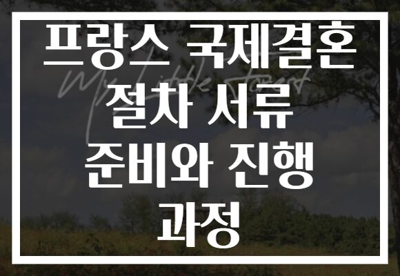 프랑스 국제결혼 절차 서류 준비와 진행 과정