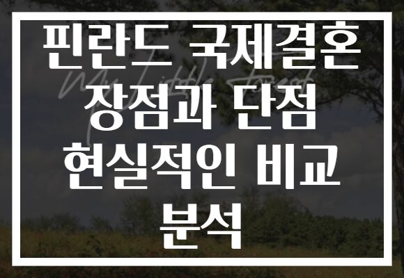 핀란드 국제결혼 장점과 단점 현실적인 비교 분석 핀란드 국제결혼 장점과 단점 현실적인 비교 분석