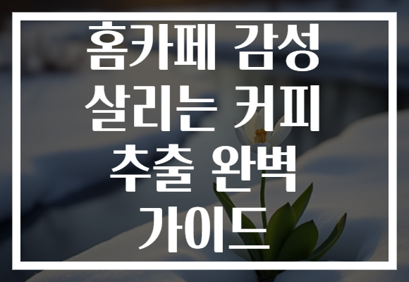 홈카페 감성 살리는 커피 추출 완벽 가이드