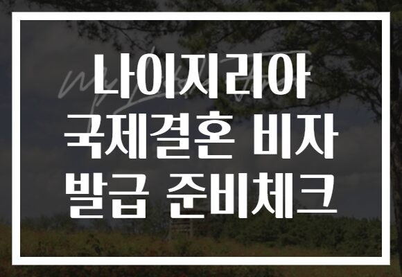 나이지리아 국제결혼 비자 발급 준비체크 나이지리아 국제결혼 비자 발급 준비체크