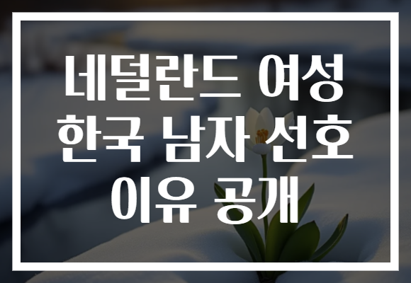 네덜란드 여성 한국 남자 선호 이유 공개 네덜란드 여성 한국 남자 선호 이유 공개