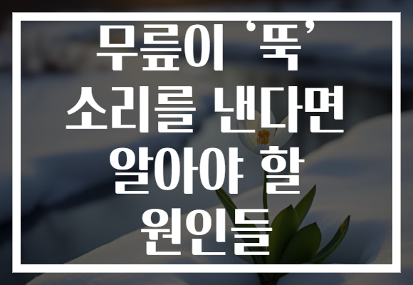 무릎이 ‘뚝’ 소리를 낸다면 알아야 할 원인들