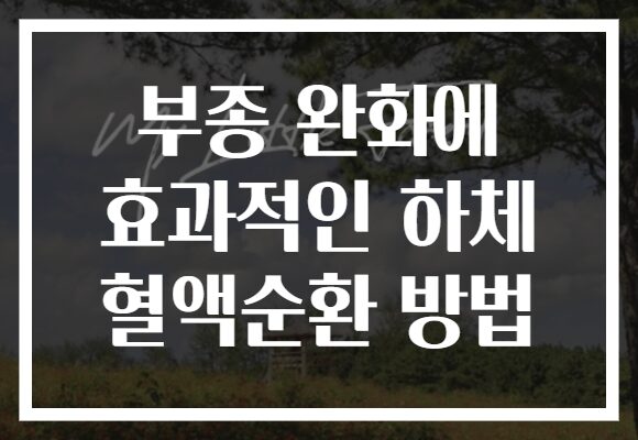 부종 완화에 효과적인 하체 혈액순환 방법