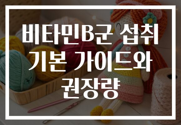 비타민B군 섭취 기본 가이드와 권장량