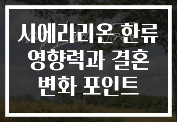 시에라리온 한류 영향력과 결혼 변화 포인트 시에라리온 한류 영향력과 결혼 변화 포인트