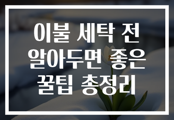 이불 세탁 전 알아두면 좋은 꿀팁 총정리