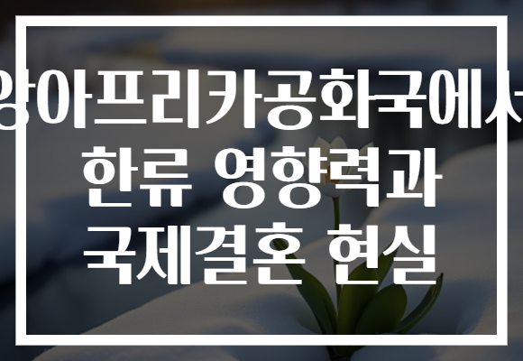 중앙아프리카공화국에서의 한류 영향력과 국제결혼 현실