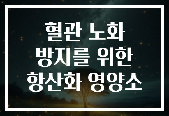 혈관 노화 방지를 위한 항산화 영양소