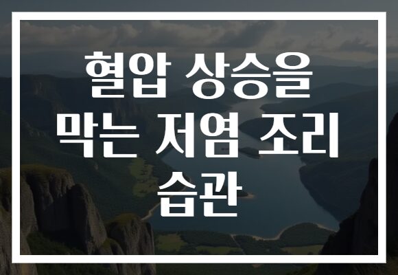 혈압 상승을 막는 저염 조리 습관 혈압 상승을 막는 저염 조리 습관