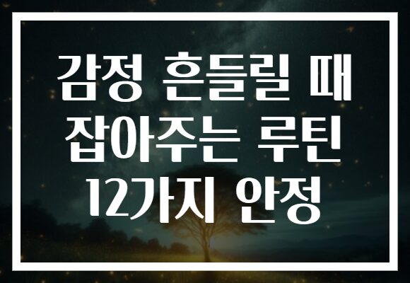 감정 흔들릴 때 잡아주는 루틴 12가지 안정 감정 흔들릴 때 잡아주는 루틴 12가지 안정