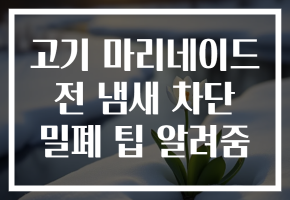 고기 마리네이드 전 냄새 차단 밀폐 팁 알려줌