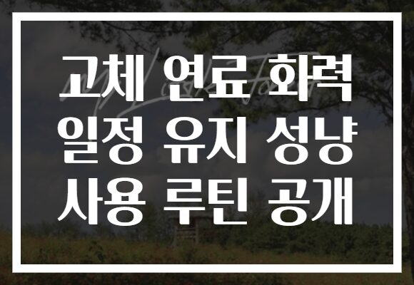 고체 연료 화력 일정 유지 성냥 사용 루틴 공개