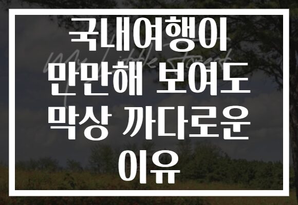 국내여행이 만만해 보여도 막상 까다로운 이유
