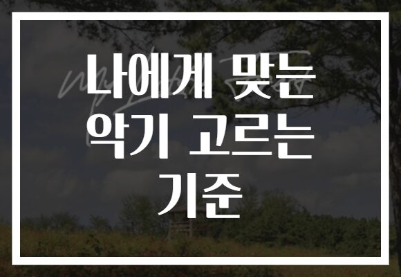 나에게 맞는 악기 고르는 기준 나에게 맞는 악기 고르는 기준
